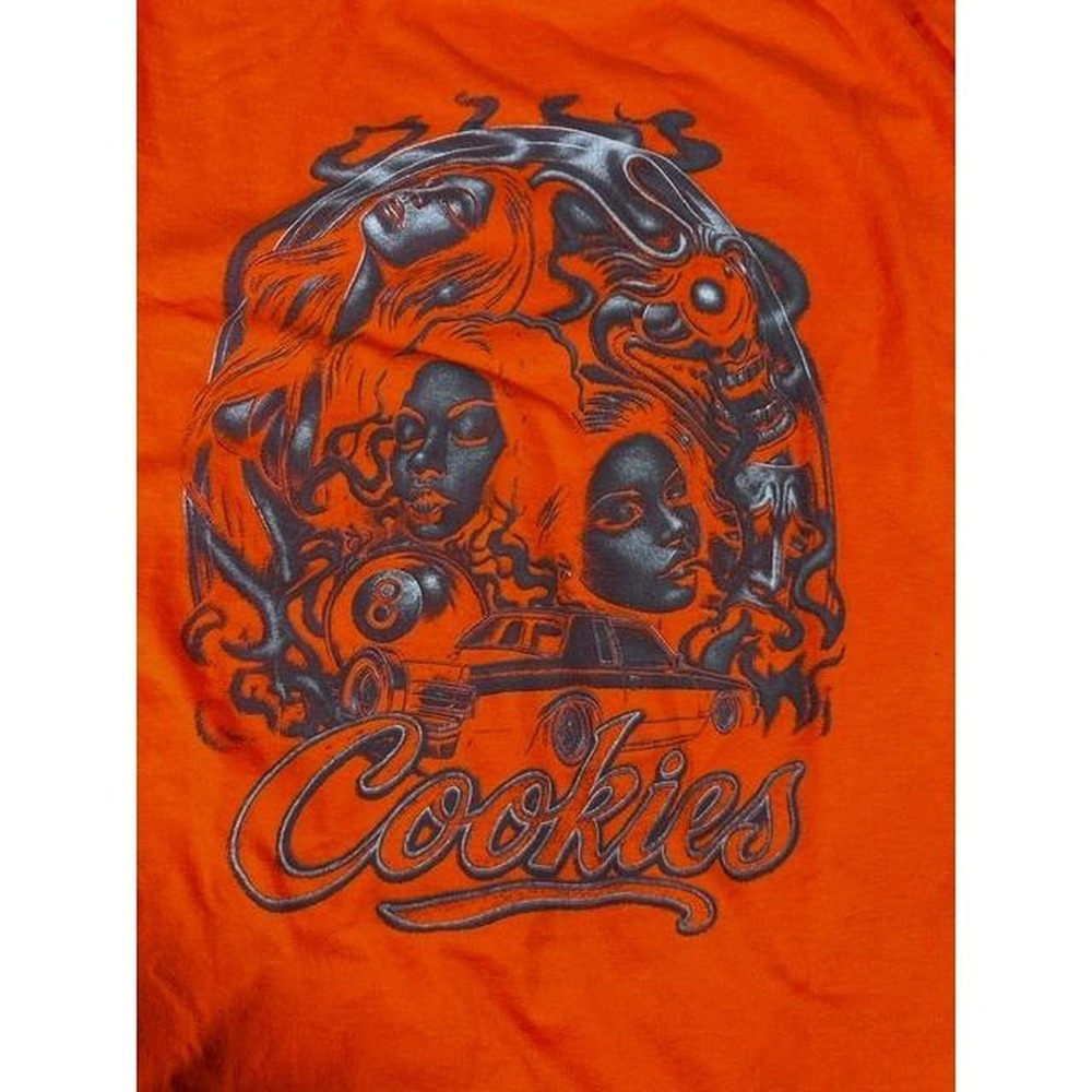 Cookies SF Mens Orange Graphic T-Shirt XL Streetwear 8-Ball Lowrider Car Tee